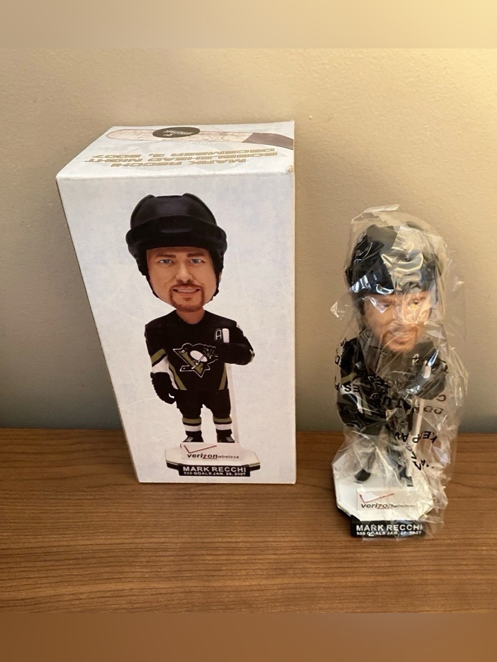 Pittsburgh Penguins Mark Recchi 500th Goal 2007 Bobblehead Nodder Verizon